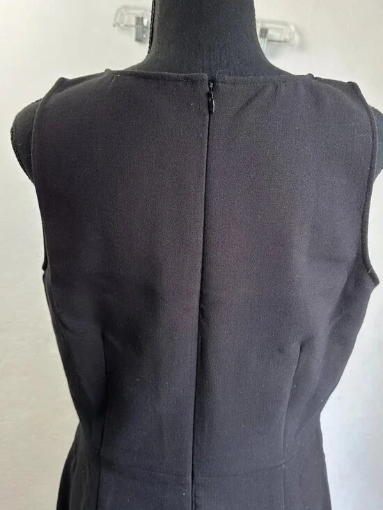 Ann Taylor Loft dress Women 8 Little Black LBD Sleeveless Cut Out Lace cocktail - Picture 5 of 6